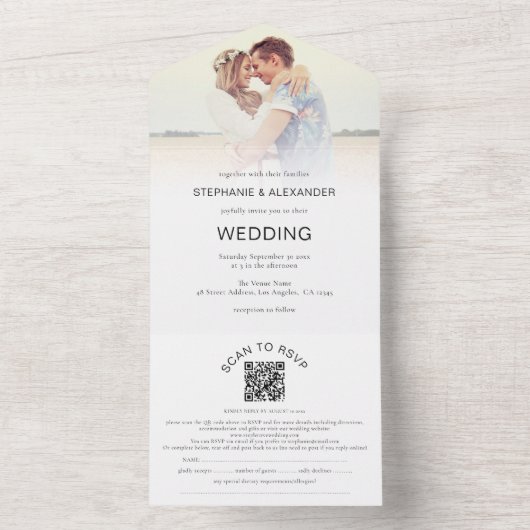 Fotobedekking Gastnaam Adressen QR Code Weddenscha All In One Uitnodiging (Binnen)