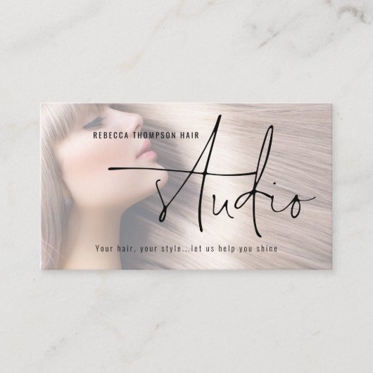 Fotobedekking Logo QR Code Hair Studio Visitekaartje (Voorkant)