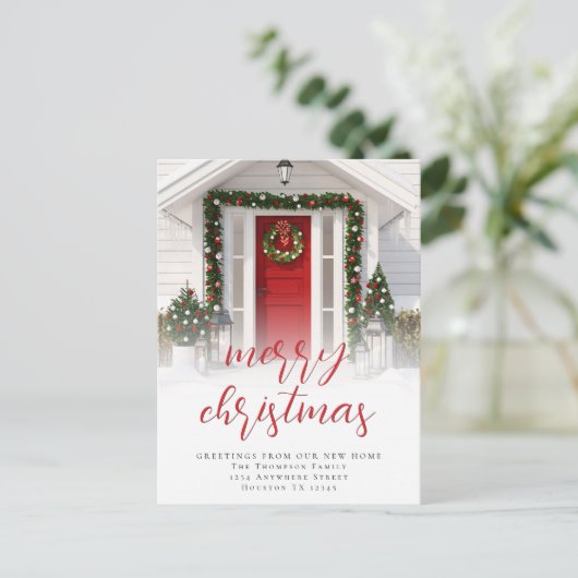 Fotobedekking Merry Kerstscript Nieuw startpunt Feestdagenkaart (Staand voorkant)