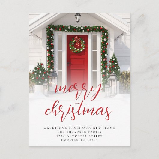 Fotobedekking Merry Kerstscript Nieuw startpunt Feestdagenkaart (Voorkant)