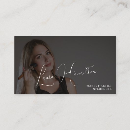Fotobedekking moderne zwarte QR code make-up artie Visitekaartje (Voorkant)