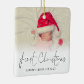 Fotobedekking Naam Datum Baby Eerste Kerstmis Keramisch Ornament (Rechts)