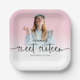 Fotobedekking Naam Datum Manuscript Sweet Sixteen Papieren Bordje