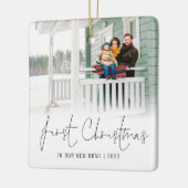 Fotobedekking Naam Jaar Eerste Kerstmis Nieuw star Keramisch Ornament (Links)