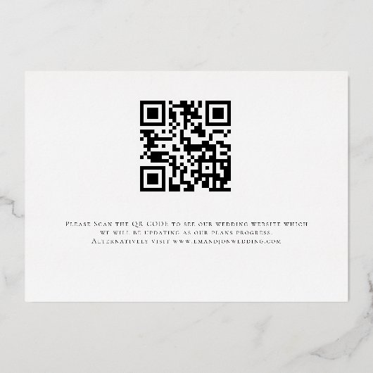 Fotobedekking QR-code Opslaan Datum Roos goud Folie Uitnodiging (Achterkant)