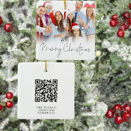 Fotobedrijf QR Code Merry Kerstcadeautje weggooien Keramisch Ornament