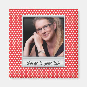 fotobeeld op witte en rode polkadot magneet