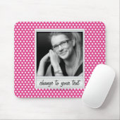 fotobeeld op witte en roze polkadot muismat (Met muis)