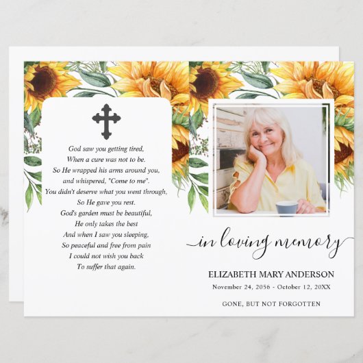 Fotobegrafenisprogramma voor zonnebloemen Waterver (Voorkant / Achterkant)