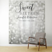 Fotobehang 16e verjaardag Zilveren glitters lichtj Wandkleed (In situ)