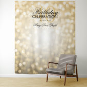 Fotobehang 40e verjaardag gouden glitters lichtjes wandkleed (In situ)