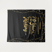 Fotobehang 70ste verjaardag zwart en goud wandkleed (Voorkant (horizontaal))