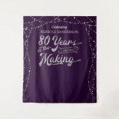 Fotobehang 80e verjaardag paars zilver wandkleed (Voorkant)
