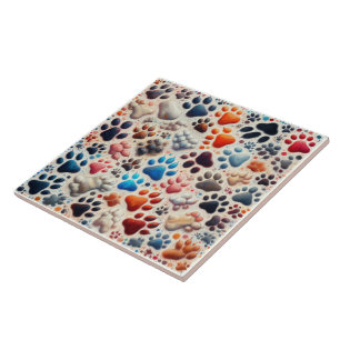 Fotobehang Hondenpootafdruk met passie Tegeltje