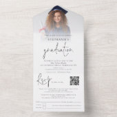Fotobekleding QR-codescriptgraduatie-partij All In One Uitnodiging (Binnen)