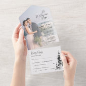 Fotoberbos eenvoudige moderne RSVP bruiloft A All In One Uitnodiging (Afscheurbaar)