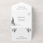 Fotoberbos moderne QR-code RSVP bruiloft All In One Uitnodiging (Buitenkant)