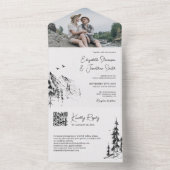 Fotoberbos moderne QR-code RSVP bruiloft All In One Uitnodiging (Binnen)