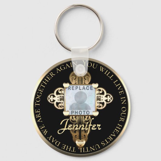 Fotobericht Cross Hearts Memorial toevoegen Sleutelhanger (Voorkant)