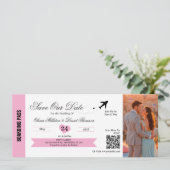 Fotobestemming save the date bruiloft Reizen (Staand voorkant)