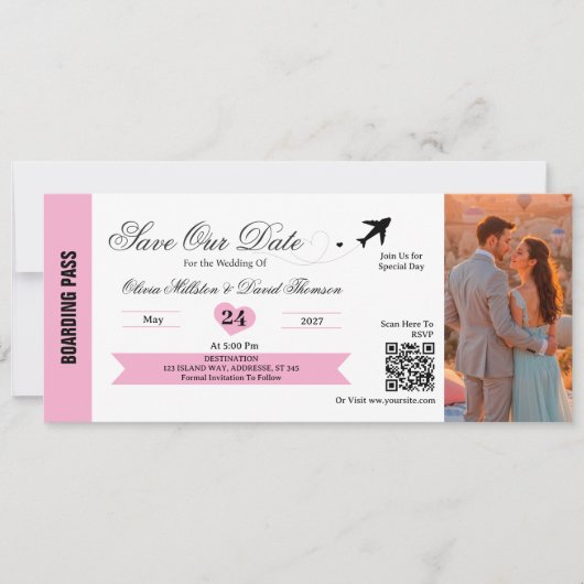 Fotobestemming save the date bruiloft Reizen (Voorkant)