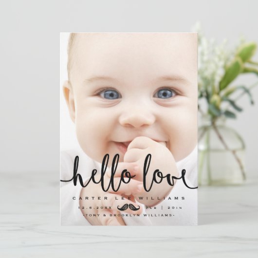 FOTOBIRTH-AANKONDIGING | Baby Boy Modern Script Aankondiging (Staand voorkant)