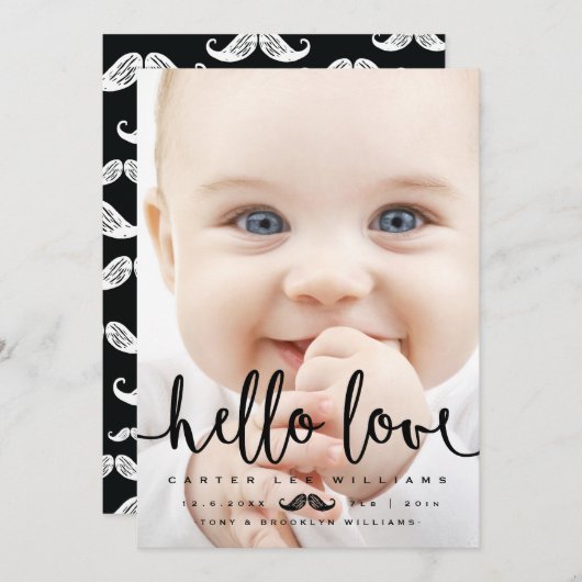 FOTOBIRTH-AANKONDIGING | Baby Boy Modern Script Aankondiging (Voorkant / Achterkant)