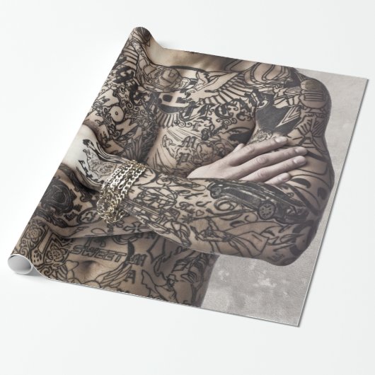 Fotobladen voor Tattoo van mannelijk lichaam Cadeaupapier (Uitgerold)