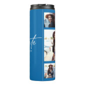 Fotoblauw afstuderen script modern elegant thermosbeker (Achterkant)