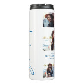 Fotoblauw afstuderen script modern elegant thermosbeker (Achterkant)