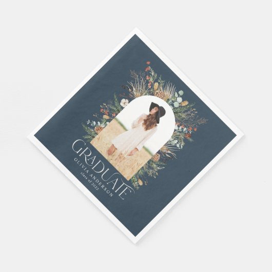 Fotoblauw botanische partij afstuderen 1 servet (Hoek)
