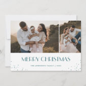 Fotoblauw en witte kerst feestdagenkaart (Voorkant)