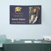 Fotoblauw | Gold Congrats Afstuderen naam | School Spandoek (Beurs)