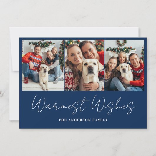 Fotoblauw kerstfeest feestdagenkaart (Voorkant)