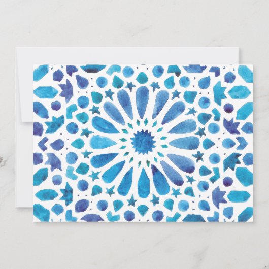 Fotoblauw Tegel Patroon met QR Save The Date (Achterkant)