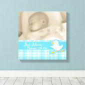 Fotoblauw van de geboorte, snijwand van eenden canvas afdruk (Insitu (Houten vloer))