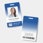 Fotoblauwe gradiënt naam van werknemer ID toevoege Badge (Voor- en achterkant)