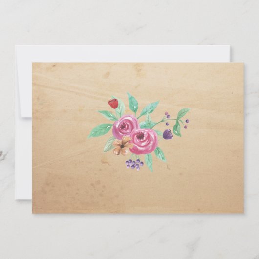 Fotobloemen Rustic Uitnodiging voor vrouwen (Achterkant)