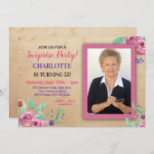 Fotobloemen Rustic Uitnodiging voor vrouwen (Voorkant / Achterkant)