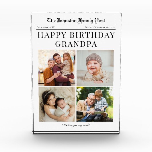 Fotoblok, krantenfotocollage voor opa fotoblokken (Voorkant)