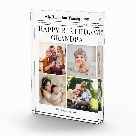 Fotoblok, krantenfotocollage voor opa fotoblokken (Rechts)