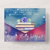 Fotoboeken en Rozen plakband Waterverf bruiloft to All In One Uitnodiging (Achterkant)