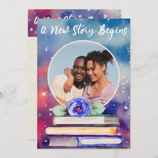 Fotoboeken en Rozen plakband Waterverf bruiloft to Kaart (Voorkant / Achterkant)