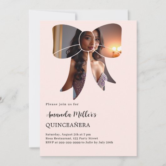 Fotoboog crème elegant Quinceanera Kaart (Voorkant)