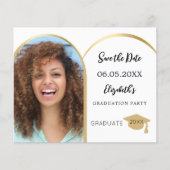 Fotoboog goud Afstuderen Save the Date kaart (Voorkant)