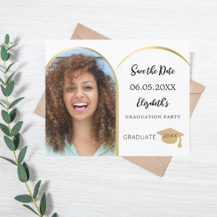 Fotoboog goud Afstuderen Save the Date kaart