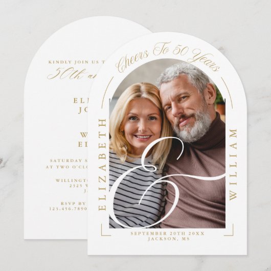 Fotoboog kalligrafie 50ste bruiloft Jubileum Kaart (Voorkant / Achterkant)