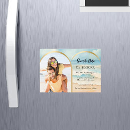 Fotoboog strand bruiloft Save the date magneet Magnetische Uitnodiging