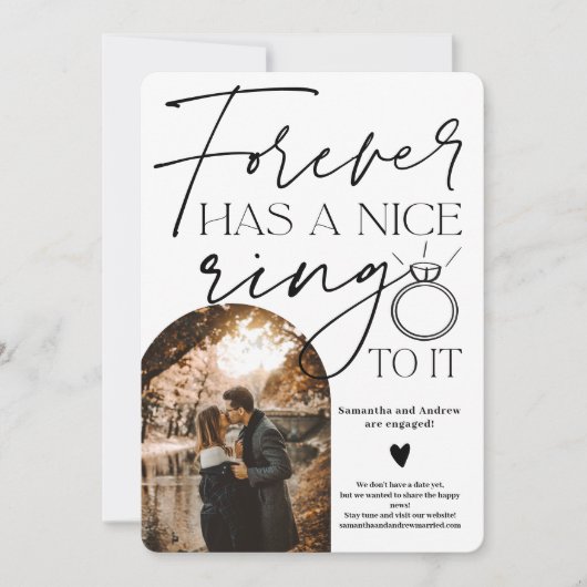 Fotoboog voor altijd zwart wit verloving aankondiging (Voorkant)