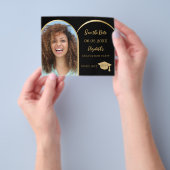 Fotoboog zwart goud Afstuderen Save the Date Flyer (Hand)